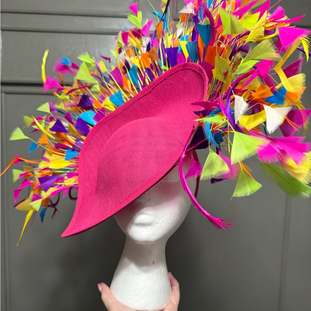Vibrant Pink Feathered Women's Hat perfect Derby hatinator